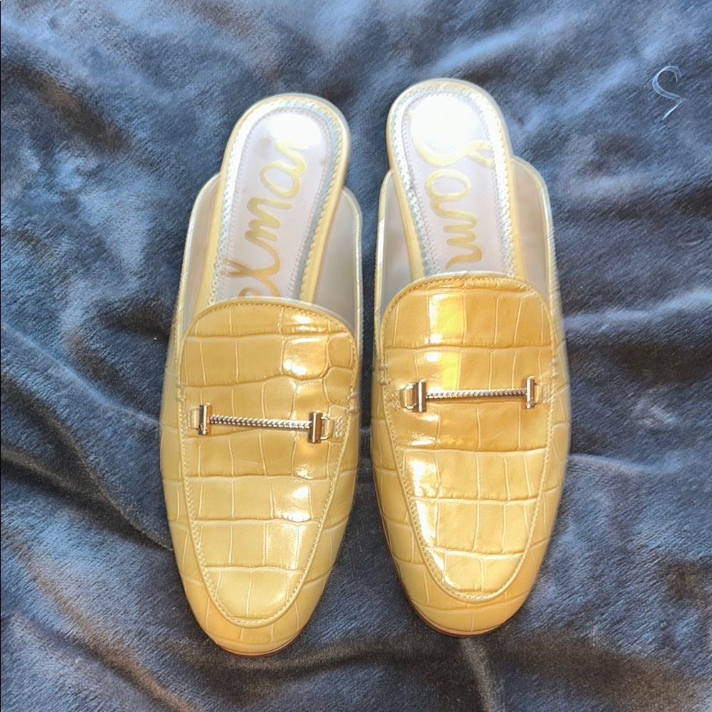 Sam Edelman Yellow Croc-Embossed Loafers